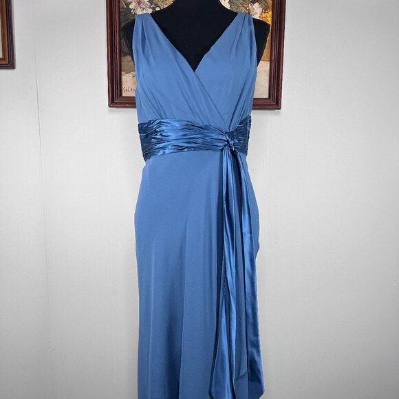 Maggy London Dresses & Skirts - Maggy London 100% Silk Maxi Fit & Flare Dress Women's 8 Blue Wedding Party NWT